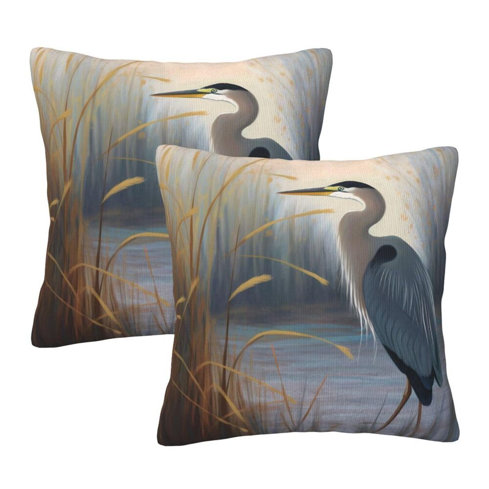 9525 Heron Throw Pillow Covers 18 X 18 Inch Set of 2 Pillow Cases